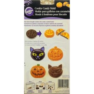 NWT Set of 4 Wilton Cookie Candy Molds Pumpkin & Cat Shapes